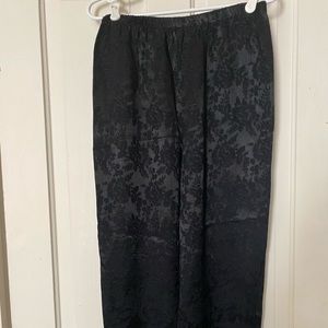 Vintage jacquard floral black pants